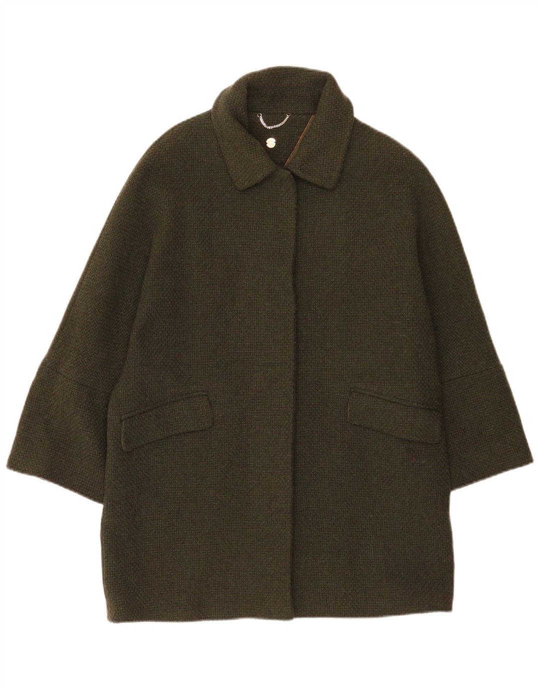 Massimo Dutti Γυναικείο Oversized Πανωφόρι UK 10 Small Khaki Wool