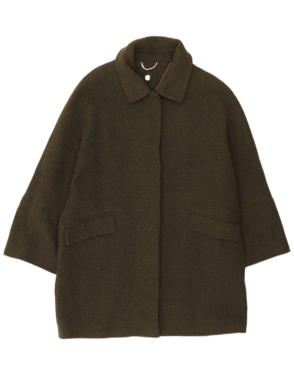 Massimo Dutti Γυναικείο Oversized Πανωφόρι UK 10 Small Khaki Wool