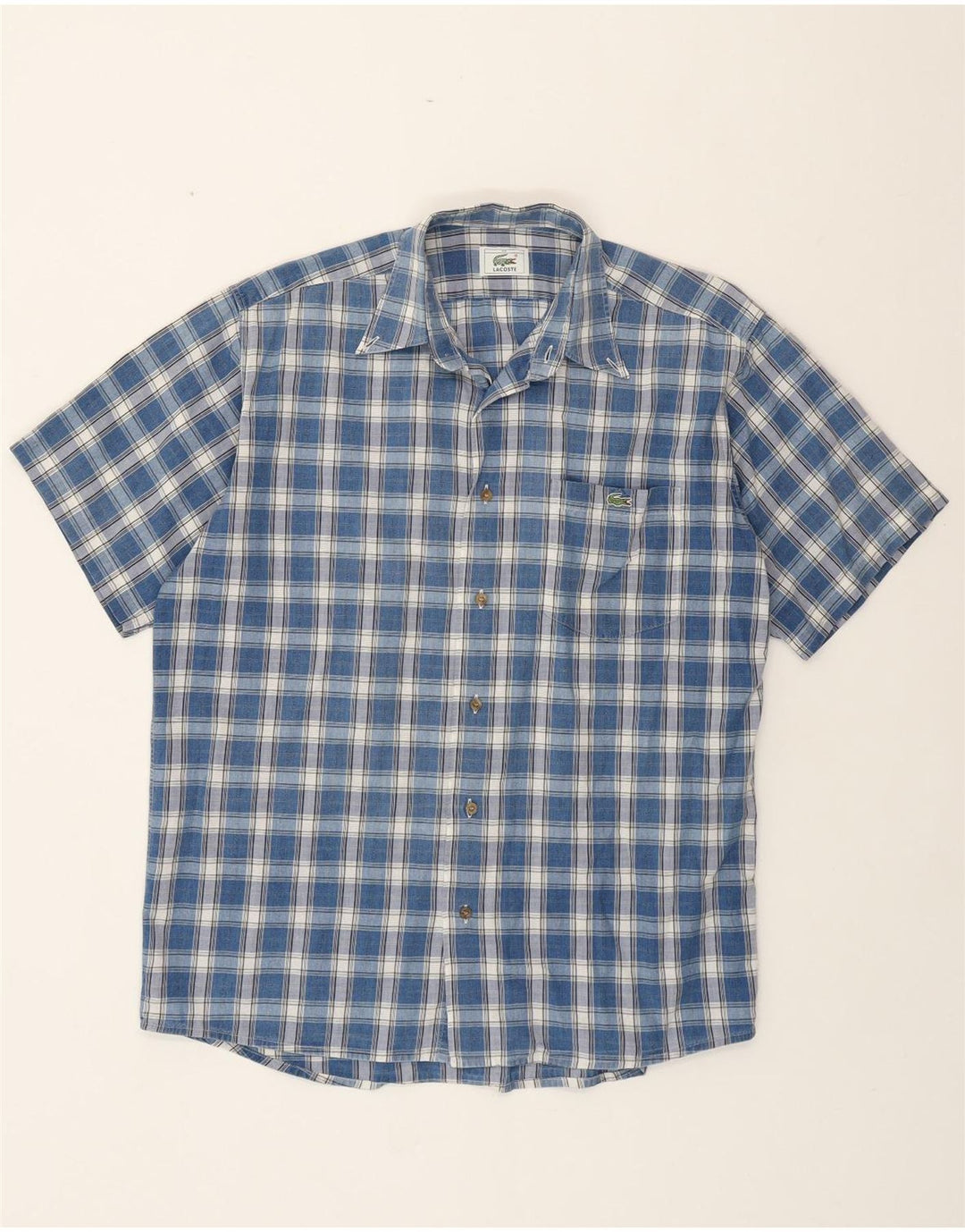 Ανδρικό κοντομάνικο πουκάμισο LACOSTE Μέγεθος 40 Medium Blue Check