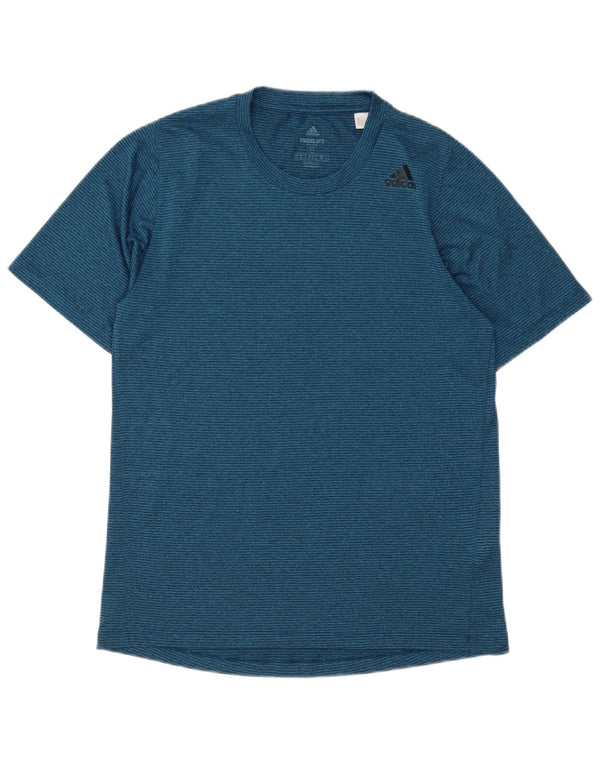 Adidas Ανδρικό T-Shirt Climalite Top Small Navy Blue ριγέ πολυεστέρας