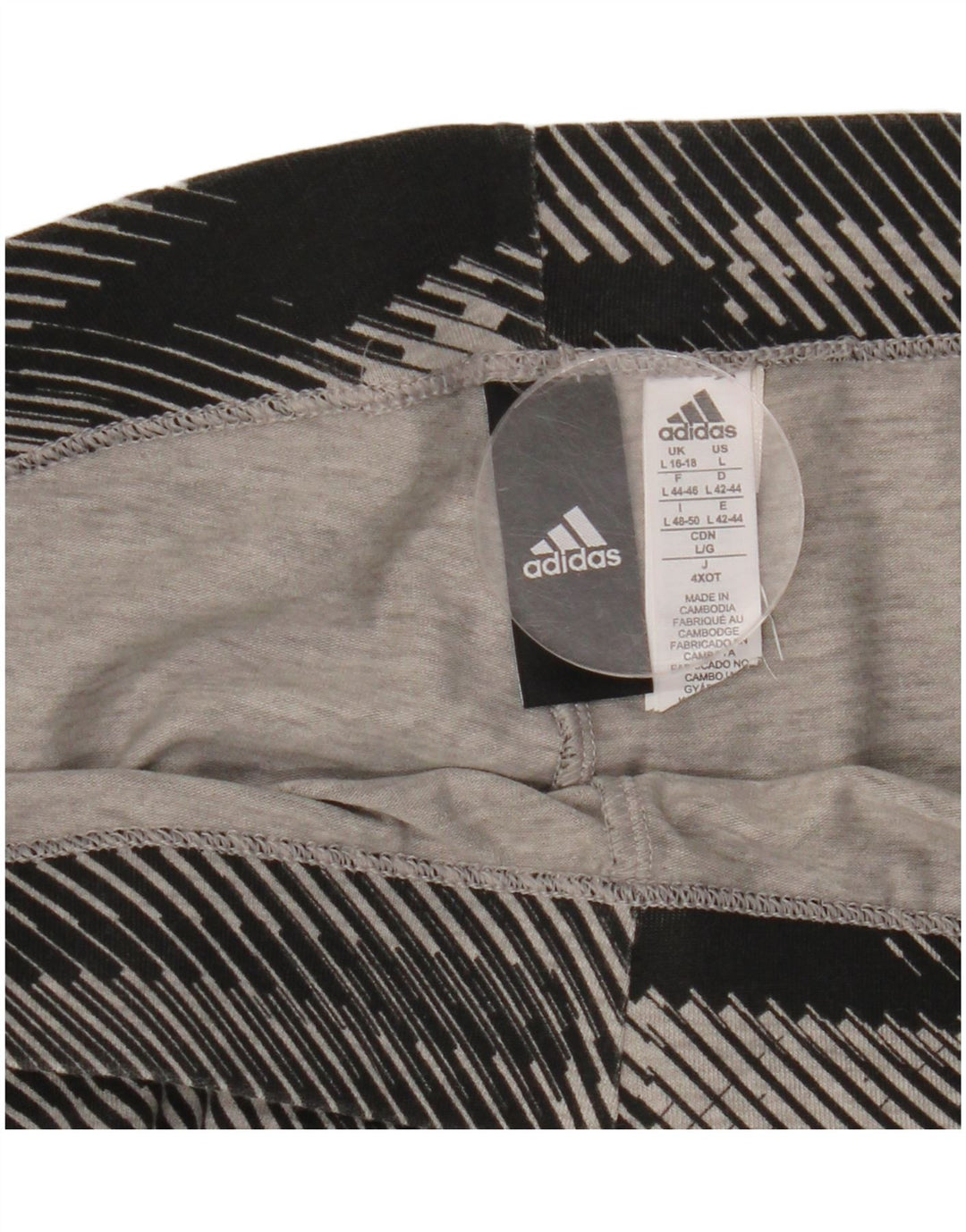 Γυναικεία γραφικά κολάν ADIDAS UK 16/18 Μεγάλο μαύρο ριγέ βαμβακερό