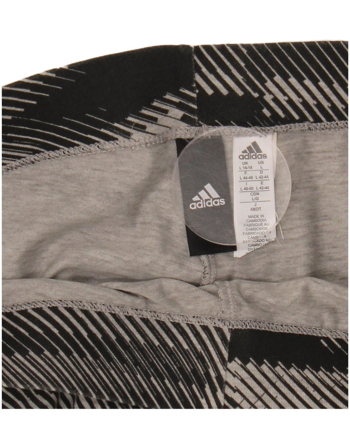 Γυναικεία γραφικά κολάν ADIDAS UK 16/18 Μεγάλο μαύρο ριγέ βαμβακερό