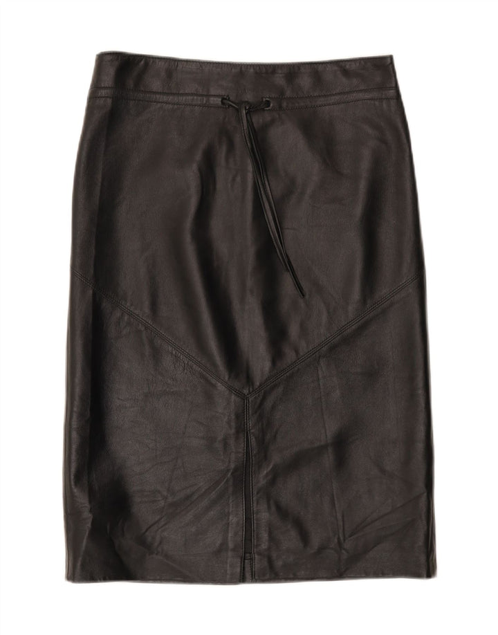 Vintage Γυναικεία Δερμάτινη Φούστα IT 44 Medium W30 Μαύρη Δερμάτινη