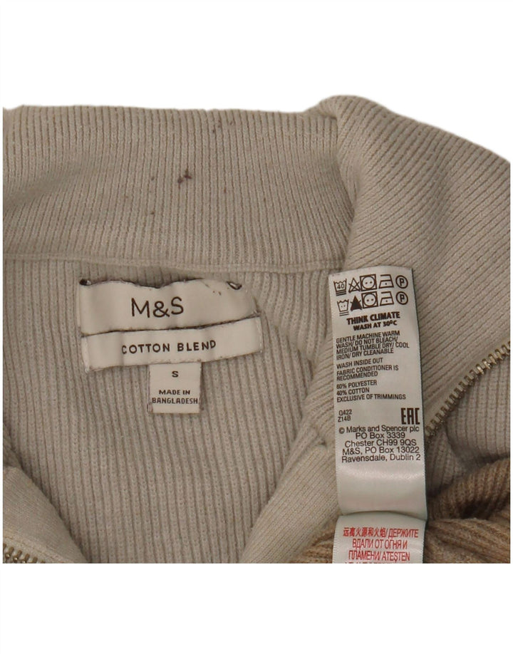 Marks & Spencer Γυναικείο πουλόβερ με φερμουάρ UK 10 Small Grey Colourblock