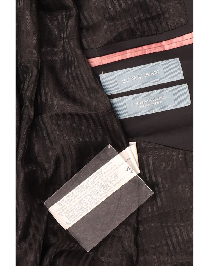 Zara Ανδρικό σακάκι μπλέιζερ με 2 κουμπιά EU 52 Μεγάλο καφέ Floral Πολυεστέρας