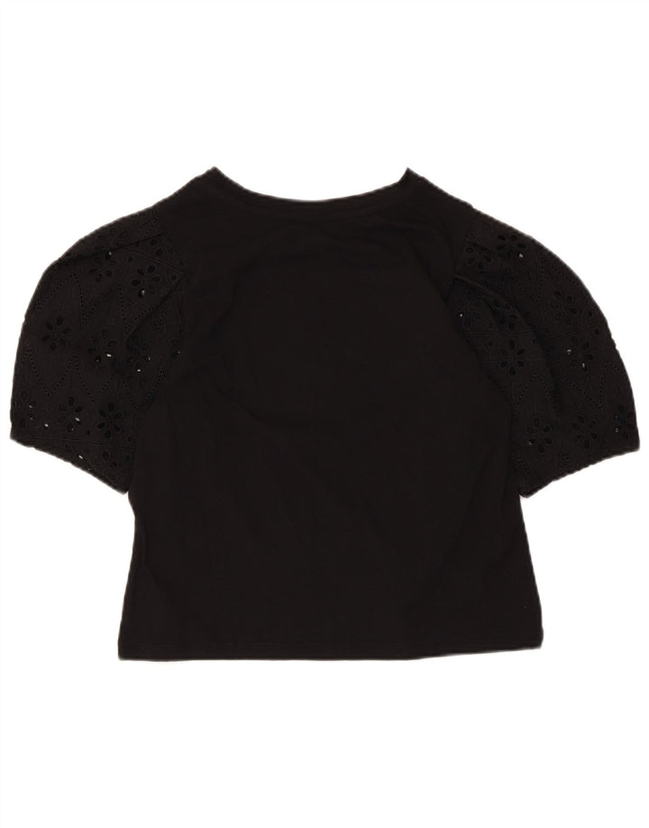 Zara Γυναικεία Μπλούζα Crop Top UK 10 Small Black