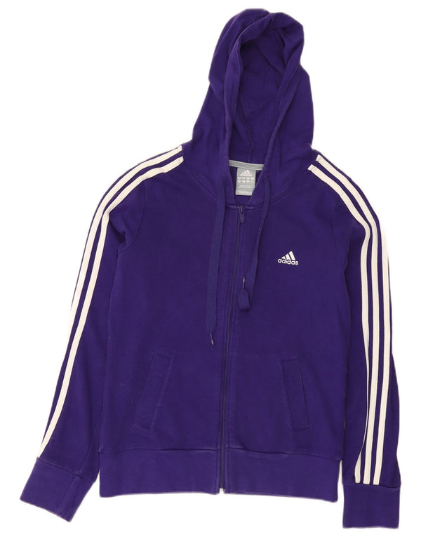 Γυναικείο πουλόβερ με κουκούλα με φερμουάρ Adidas UK 12 μεσαίο βαμβακερό μωβ