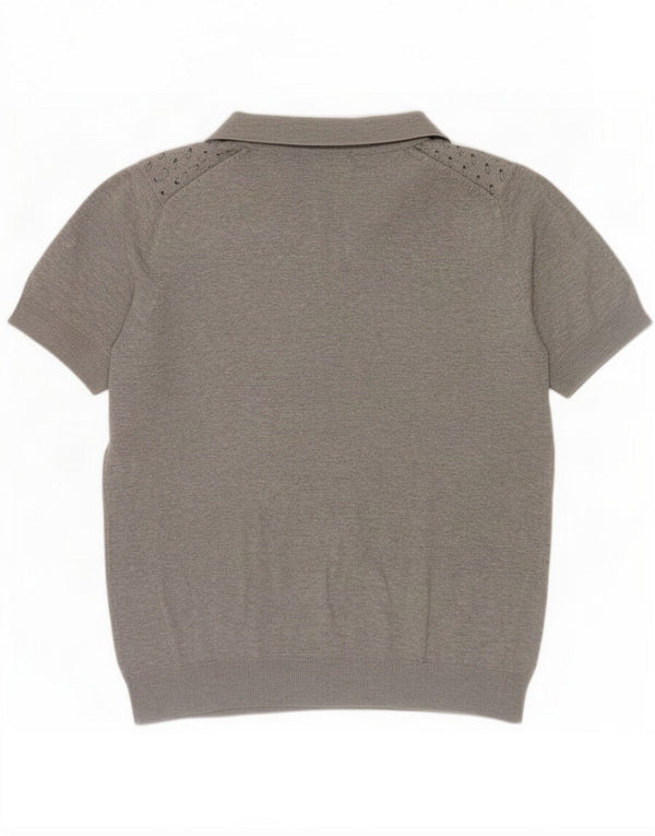 Zara Mens Abstract Pattern Polo Shirt Medium Grey