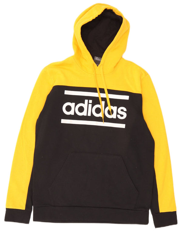 Ανδρικό γραφικό κουκούλα Adidas με μεγάλο κίτρινο χρώμα, βαμβακερό