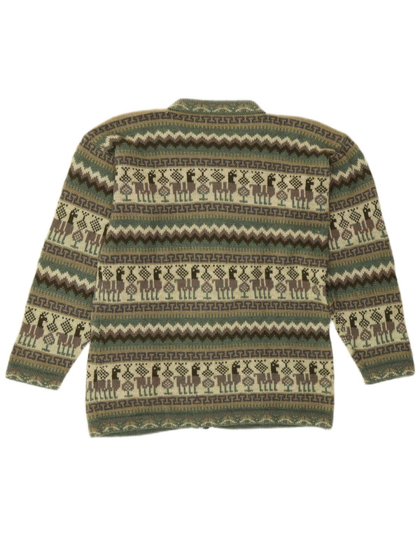 Vintage γυναικεία ζακέτα πουλόβερ UK 16 Large Green Fair Isle