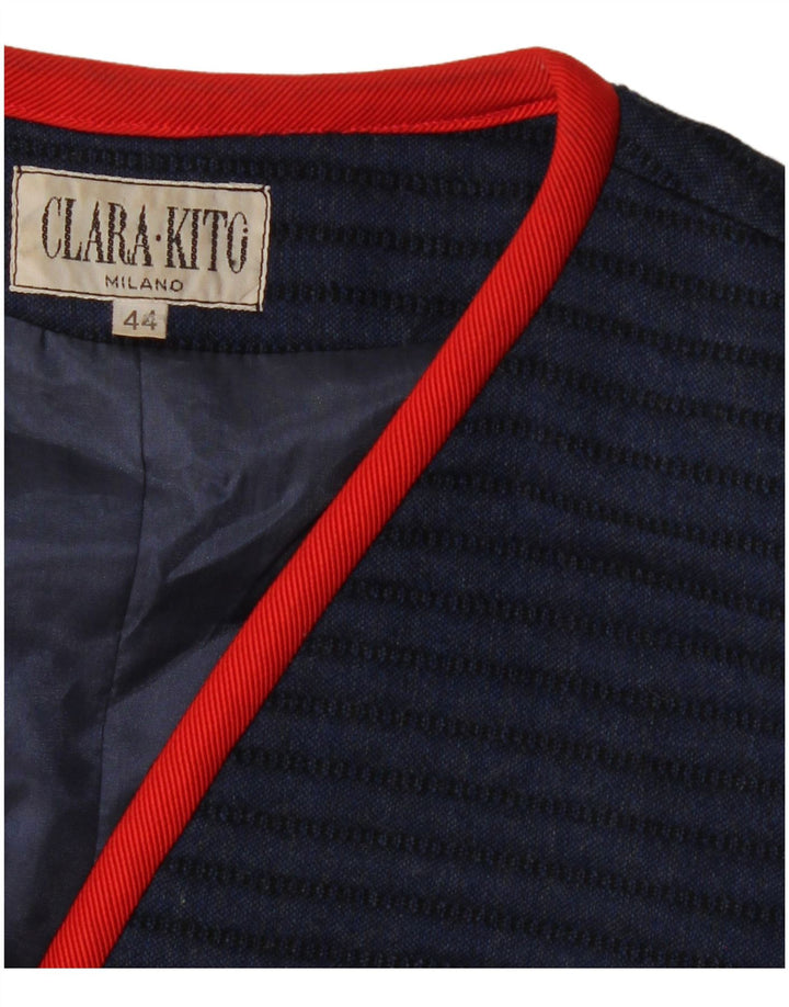 VINTAGE Γυναικείο Μπλέιζερ με 3 κουμπιά μπουφάν IT 44 Μεσαίο Navy Μπλε ριγέ