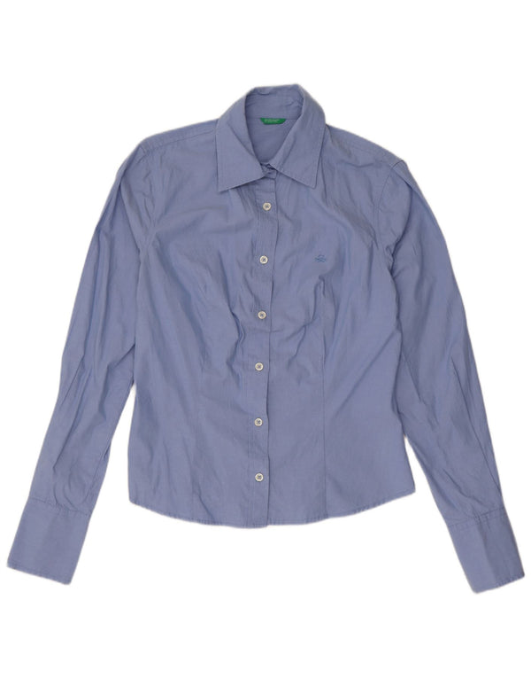Γυναικείο πουκάμισο Benetton UK 10 Small Blue βαμβακερό