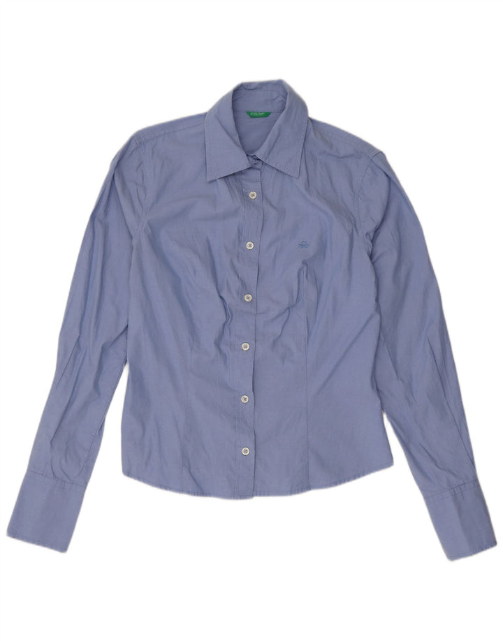 Γυναικείο πουκάμισο Benetton UK 10 Small Blue βαμβακερό