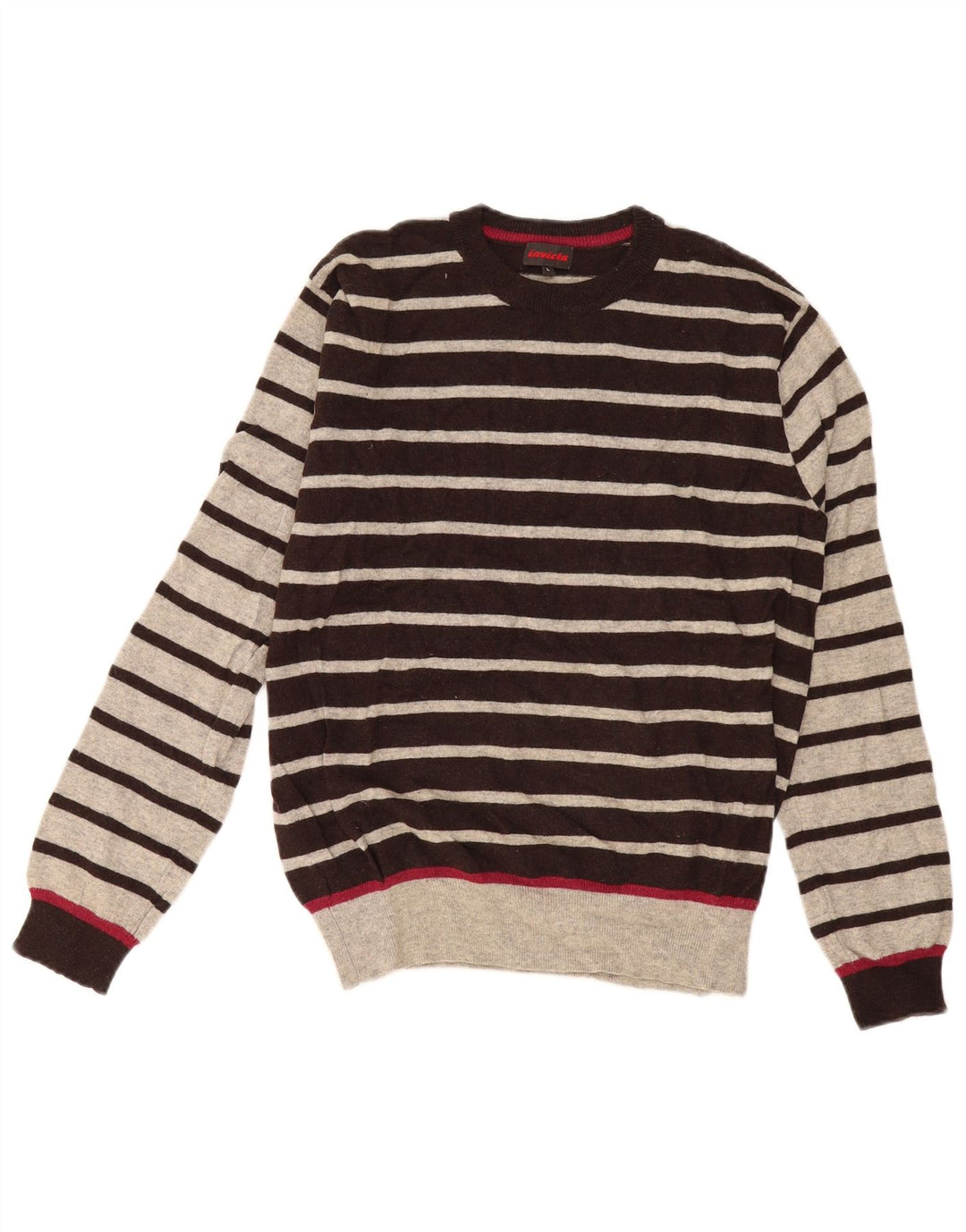 Ανδρικό πουλόβερ με λαιμόκοψη Invicta Μεγάλο γκρι ριγέ μαλλί