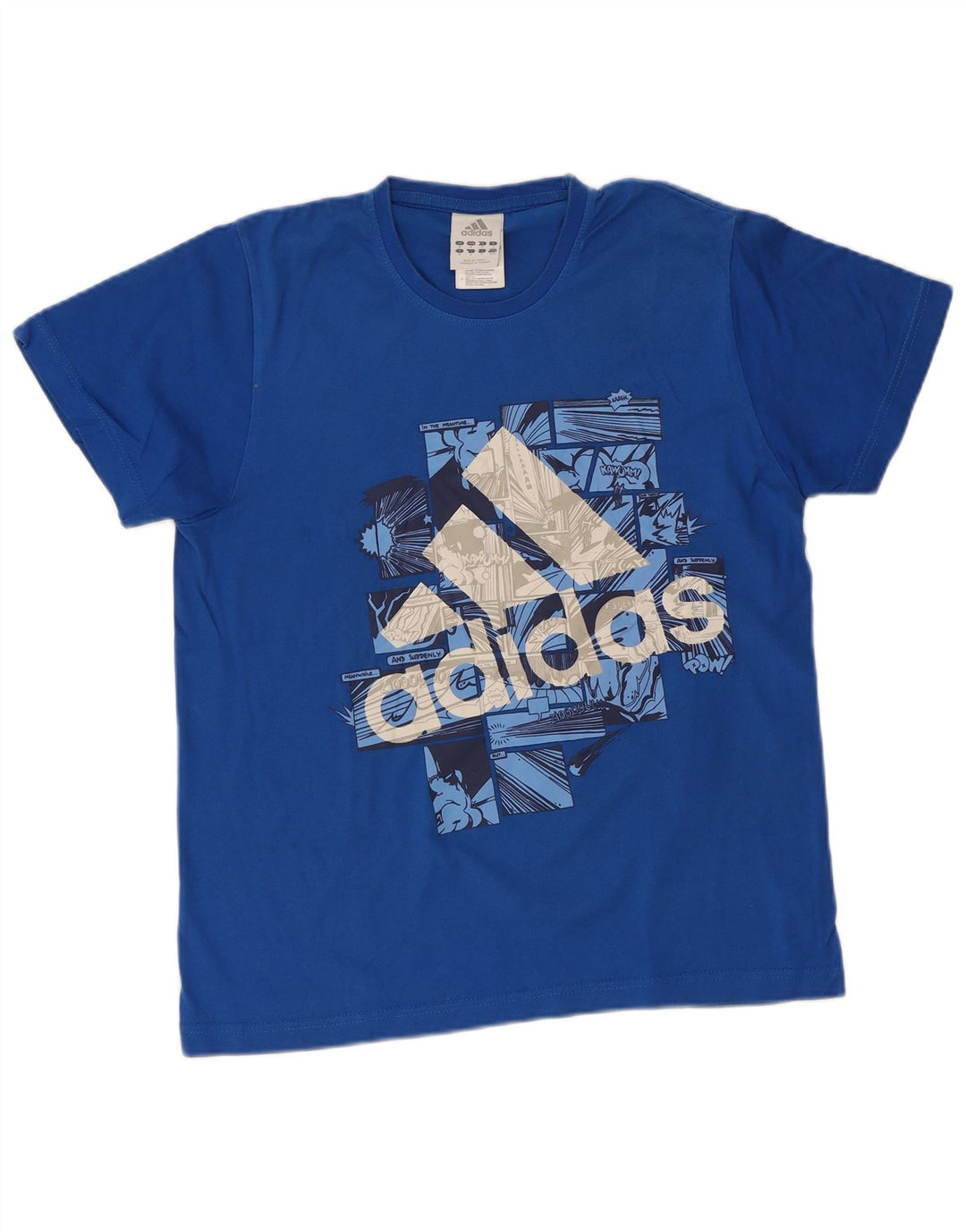 Ανδρικό γραφικό T-Shirt Adidas Top από μεσαίο μπλε βαμβακερό