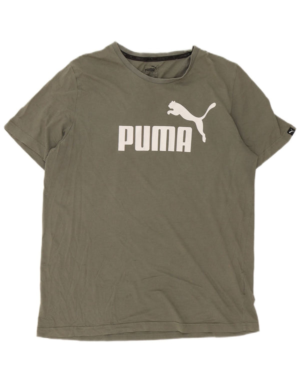 Ανδρικό γραφικό μπλουζάκι Puma, μεγάλο πράσινο βαμβακερό