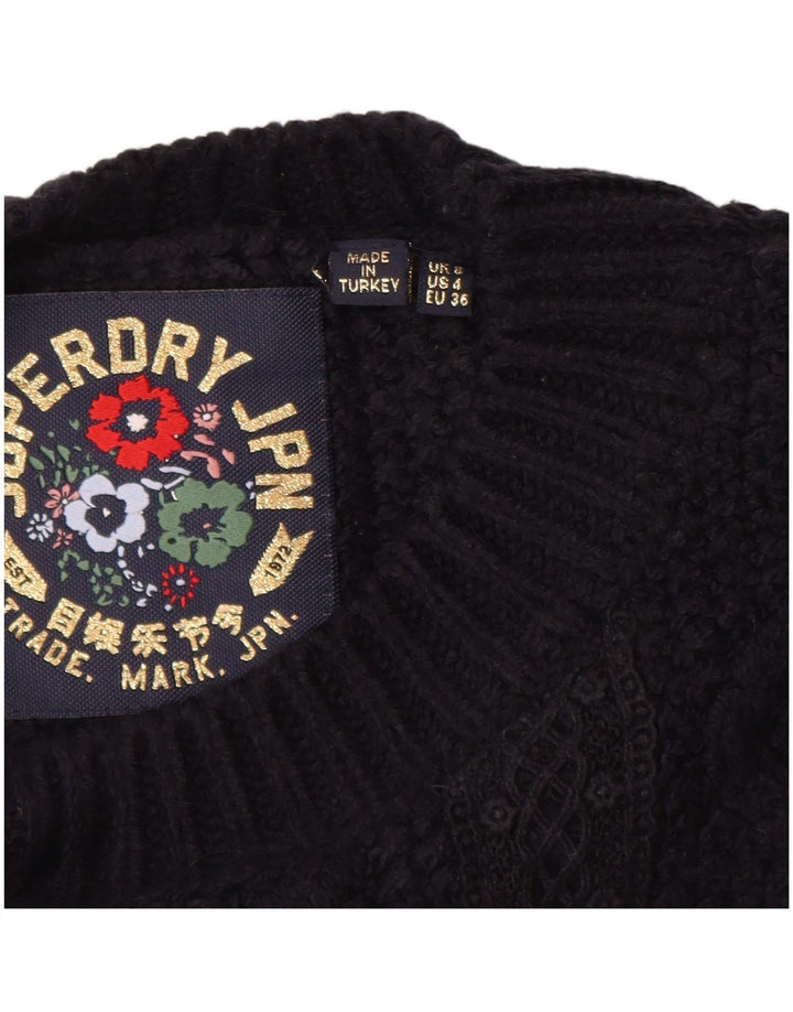 SUPERDRY Γυναικείο πουλόβερ με λαιμόκοψη μεγάλου μεγέθους UK 8 Small Navy Blue