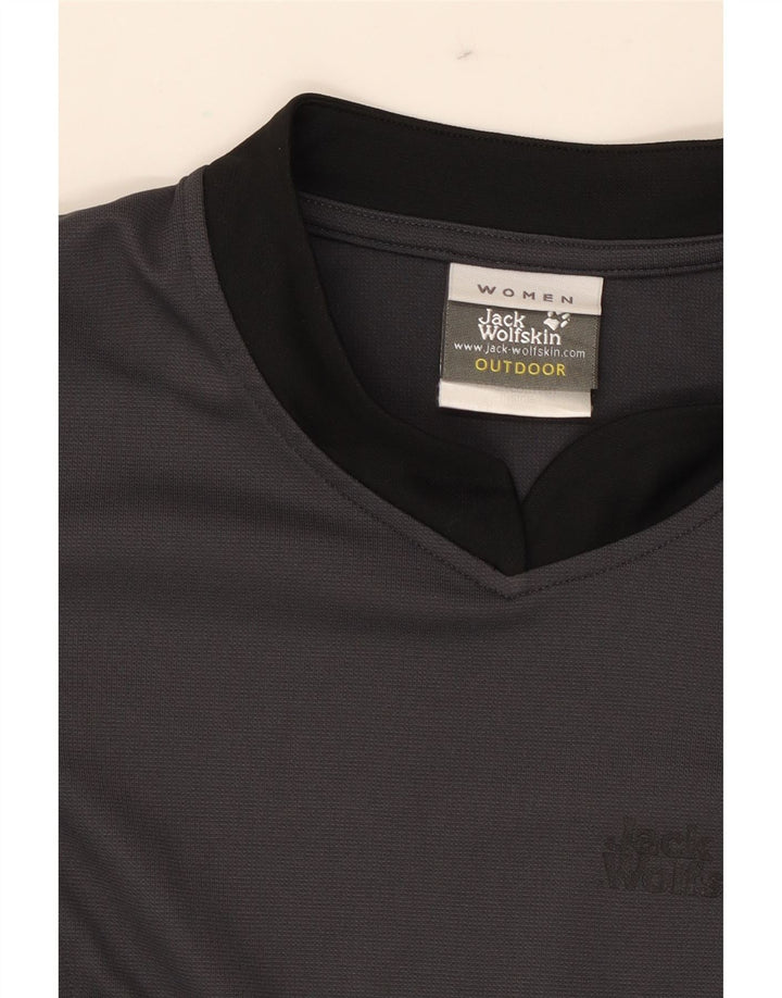 JACK WOLFSKIN Womens Top Long Sleeve UK 10 Small Grey Colourblock Vintage Jack Wolfskin and Second-Hand Jack Wolfskin from Messina Hembry 
