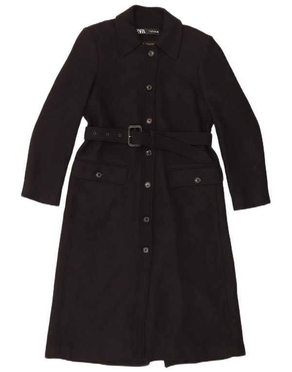 Zara Γυναικείο Πανωφόρι UK 14 Medium Black Wool