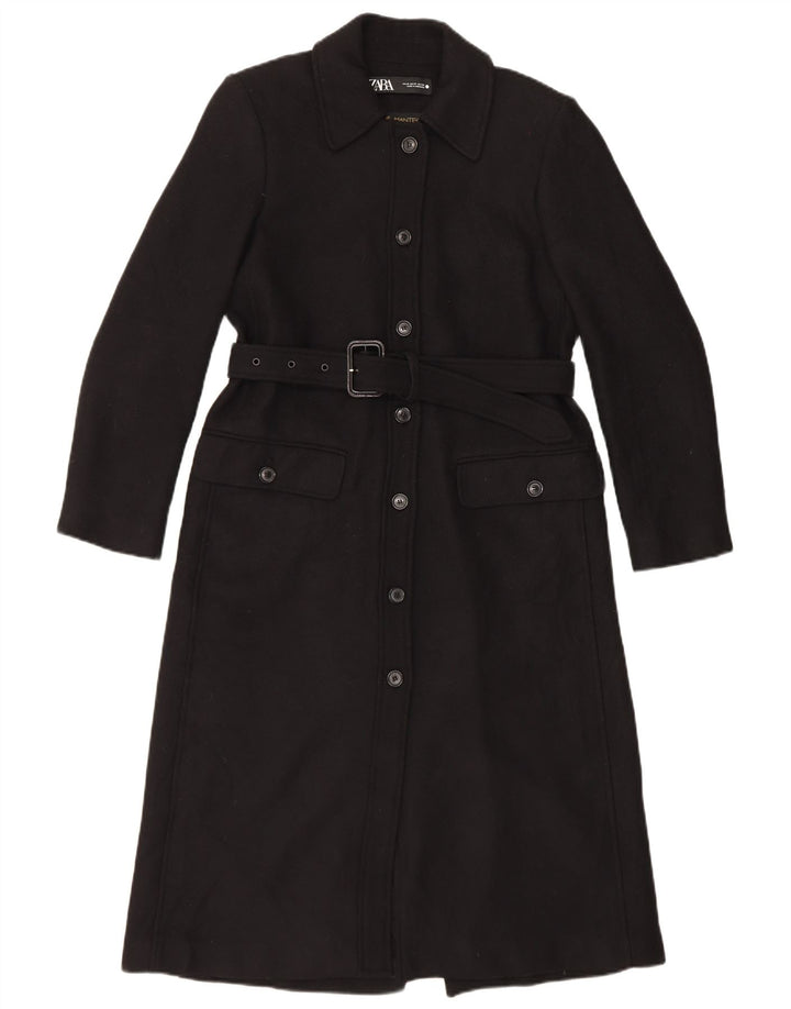 Zara Γυναικείο Πανωφόρι UK 14 Medium Black Wool