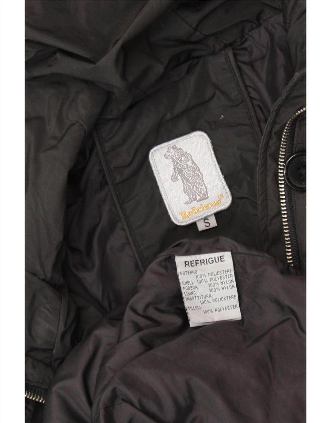 REFRIGUE Γυναικείο μπουφάν Parka με κουκούλα UK 10 Small Black Polyester
