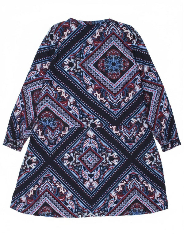Esprit Γυναικείο μακρυμάνικο φόρεμα A-Line UK 18 XL Navy Blue Paisley Bohemian