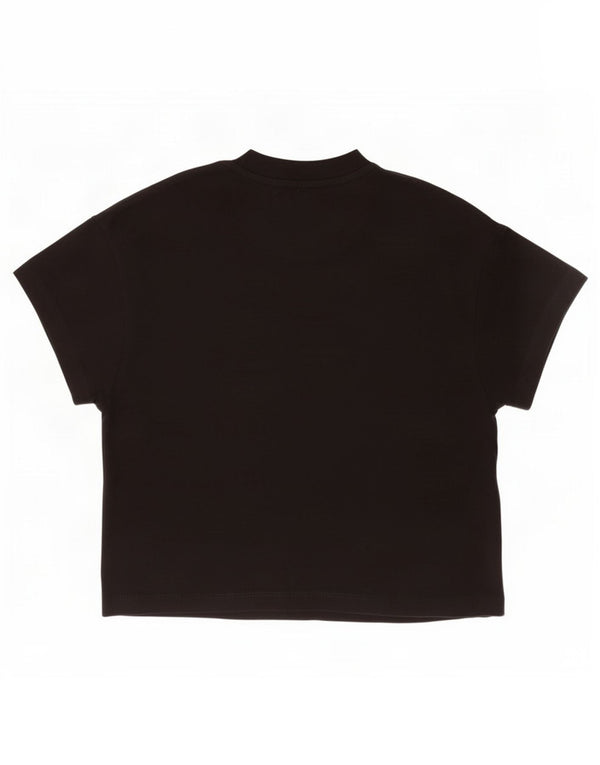 Lyle & Scott Womens Crop T-Shirt Top UK 6 XS Black Cotton