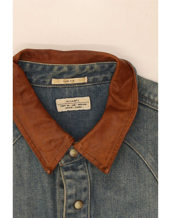 Ανδρικό τζιν πουκάμισο All Saints Slim Fit, μεσαίο μπλε βαμβακερό