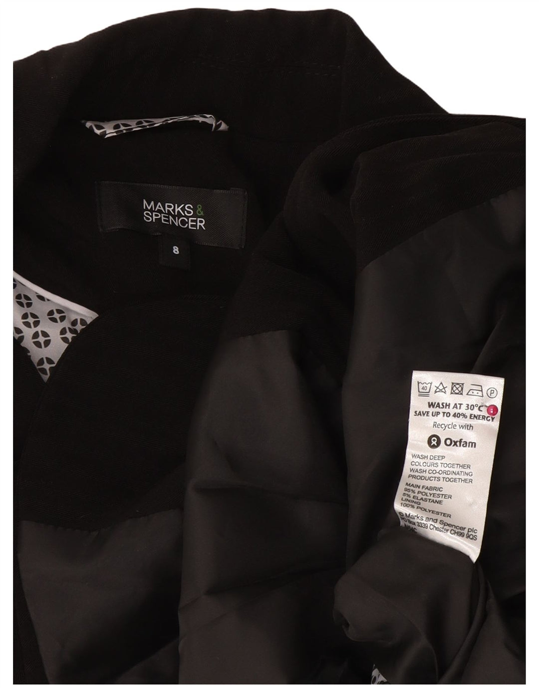 Marks & Spencer Γυναικείο σακάκι 2 κουμπιών UK 8 Small Black Polyester