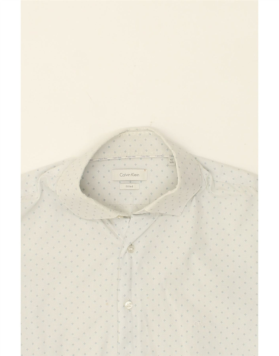 CALVIN KLEIN Mens Fitted Shirt Size 16 1/2 Large White Check Cotton Vintage Calvin Klein and Second-Hand Calvin Klein from Messina Hembry 