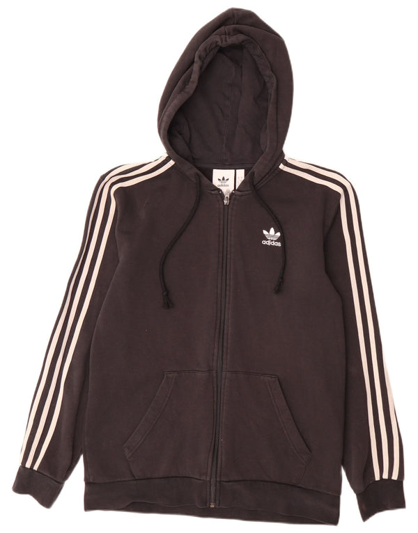 Ανδρικό πουλόβερ Adidas με φερμουάρ με κουκούλα, μικρό μαύρο βαμβακερό