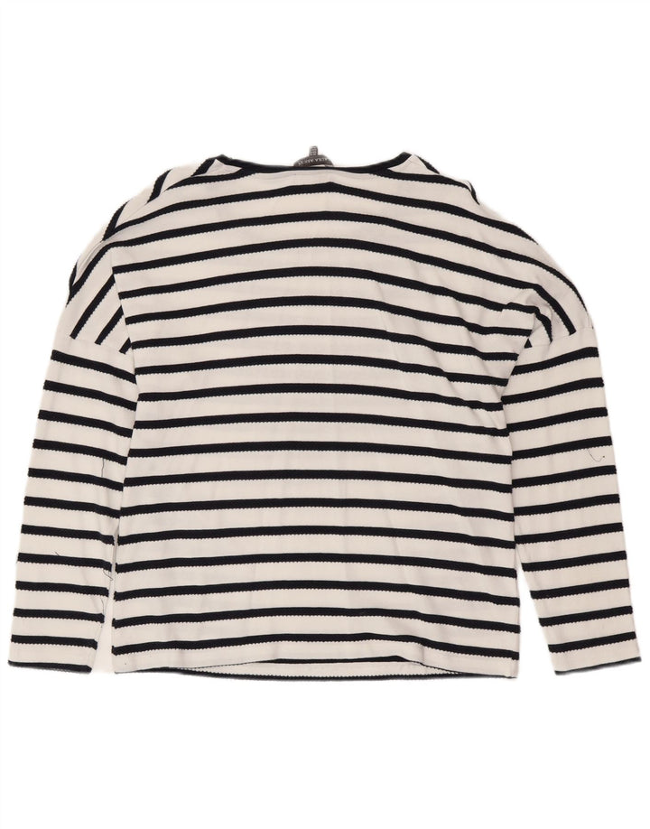 LAURA ASHLEY Γυναικεία μπλούζα τοπ UK 16 Μεγάλο λευκό ριγέ βαμβακερό