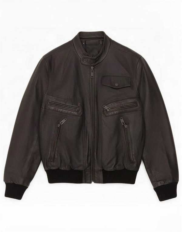 Vintage Ανδρικό Δερμάτινο Bomber Jacket UK 36 Small Black