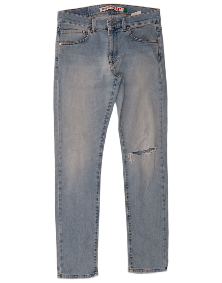 Carrera Womens 717 Distressed Slim Jeans W33 L31 Μπλε βαμβακερό
