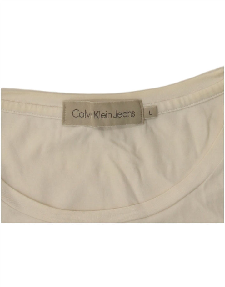 Γυναικείο γραφικό μπλουζάκι CALVIN KLEIN JEANS Top UK 14 Large White
