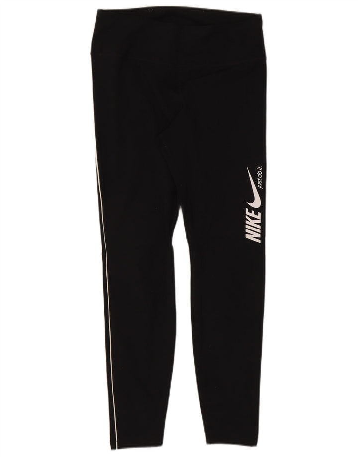 Γυναικεία Nike Dri Fit Graphic Crop leggings UK 12 Medium Black Polyester