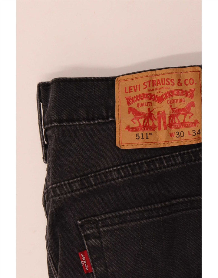Levi's Mens 511 Slim Jeans W30 L30 Μαύρο βαμβακερό