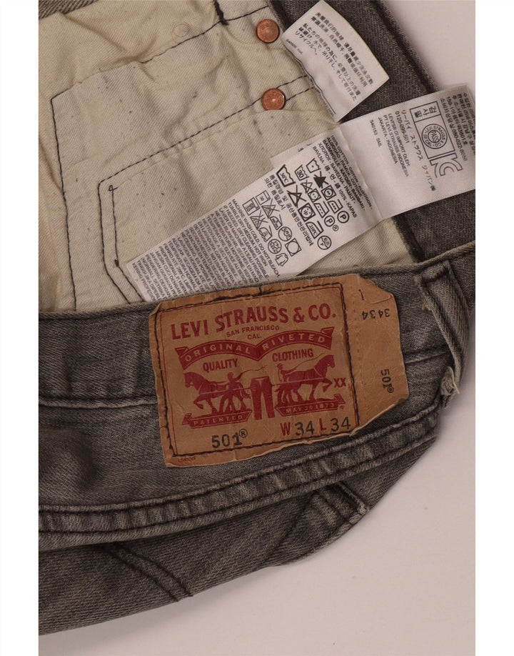 Levi's Mens 501 Straight Jeans W34 L34 Γκρι βαμβακερό
