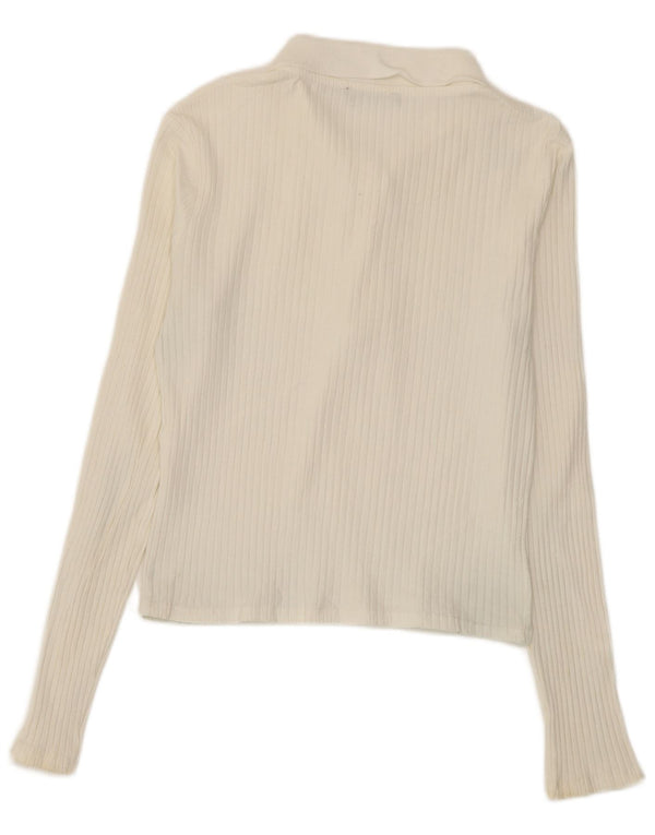 Zara Γυναικείο μακρυμάνικο μπλουζάκι πόλο UK 14 Large White