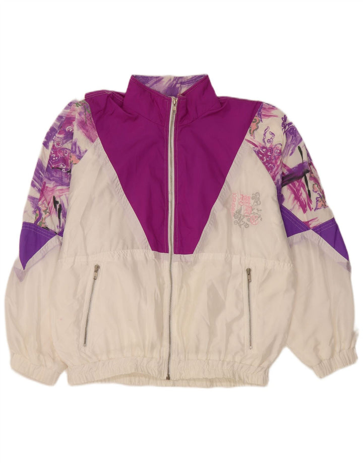 Vintage γυναικεία υπερμεγέθη αθλητική φόρμα Top Jacket EU 36 Small White Colourblock