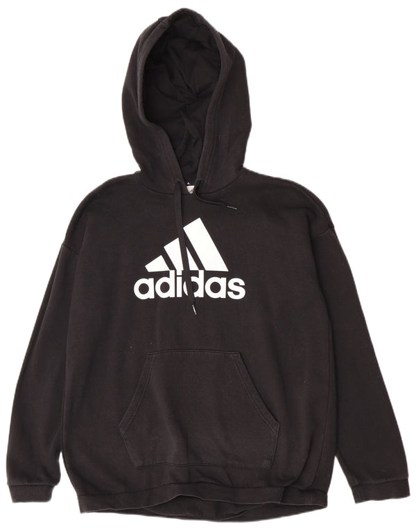 Γυναικείο γραφικό υπερμεγέθη κουκούλα Adidas UK 12/14 Μεσαίο μαύρο βαμβακερό