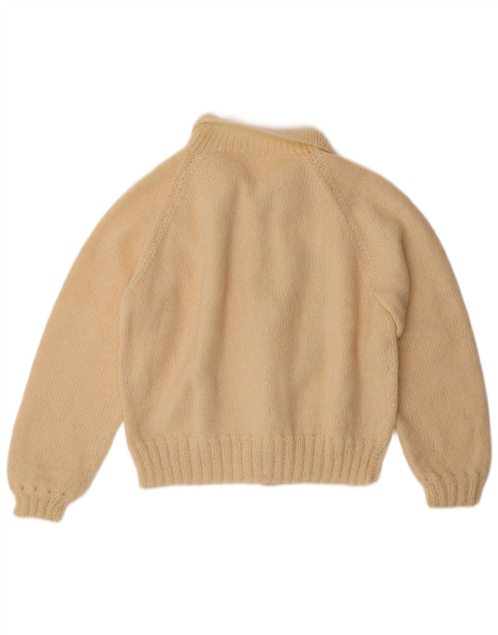 Vintage Γυναικείο Crop Cardigan πουλόβερ UK 14 Medium Beige Floral