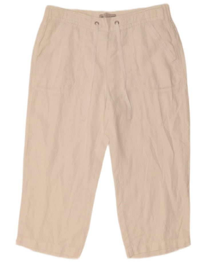 Marks & Spencer Γυναικείο ίσιο παντελόνι Capri W32 L21 Λευκό λινό