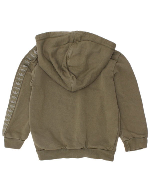 Adidas Boys Graphic Hoodie Jumper 3-4 Years Khaki Cotton