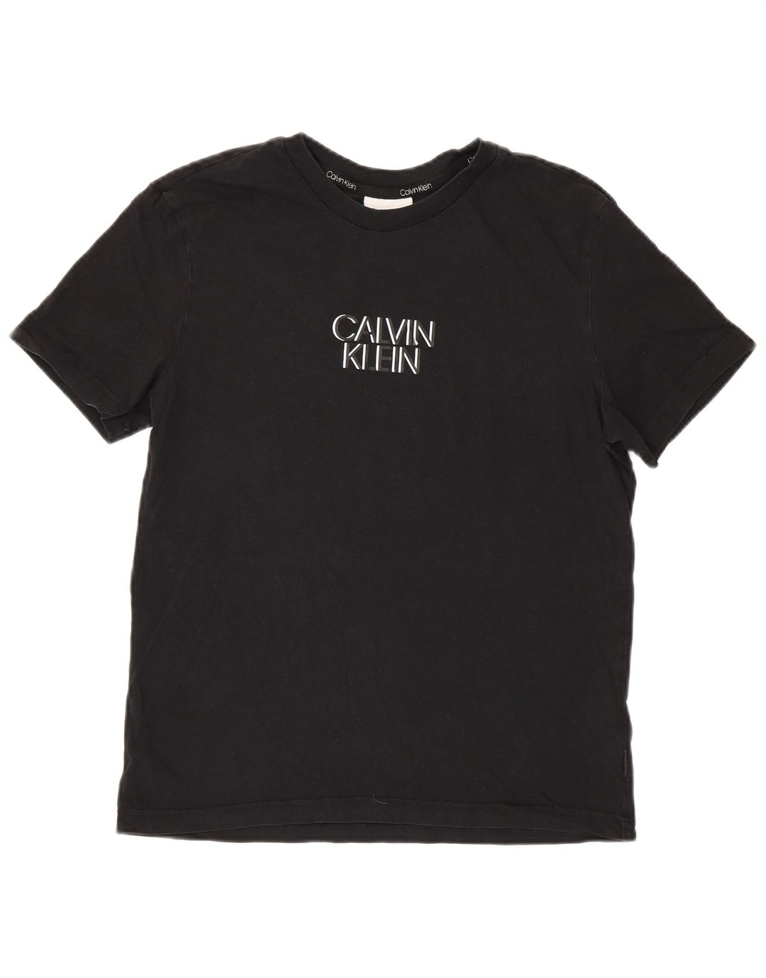 Ανδρικό γραφικό μπλουζάκι Calvin Klein Τοπ μεσαίο μαύρο βαμβακερό