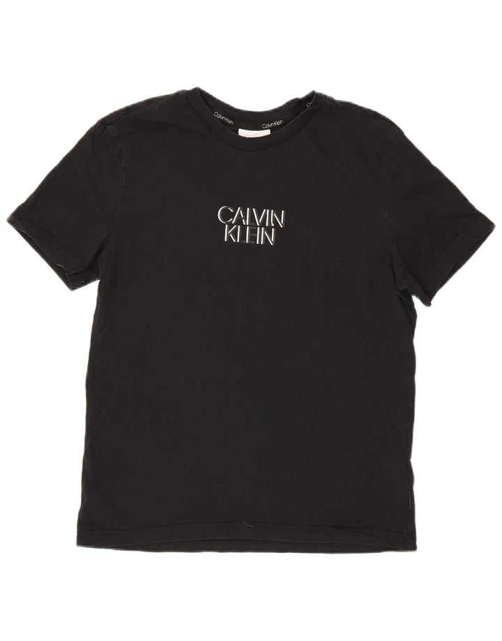 Ανδρικό γραφικό μπλουζάκι Calvin Klein Τοπ μεσαίο μαύρο βαμβακερό