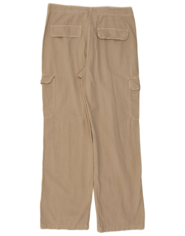 Zara Womens High Waist Loose Fit Cargo Trousers EU 42 Large W32 L32 Beige