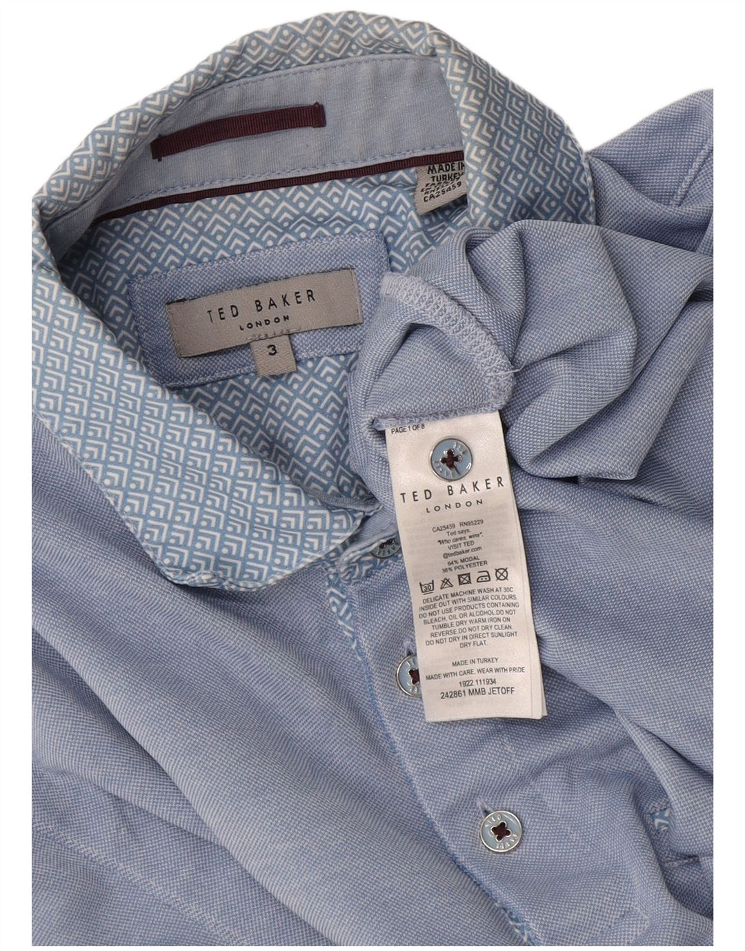 Ted Baker Ανδρικό πουκάμισο Polo Size 3 Medium Blue Modal