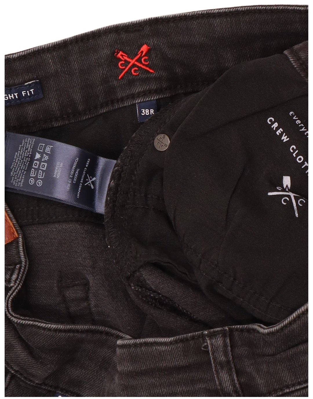 Crew Clothing Ανδρικά τζιν ίσια W38 L32 Γκρι βαμβακερό