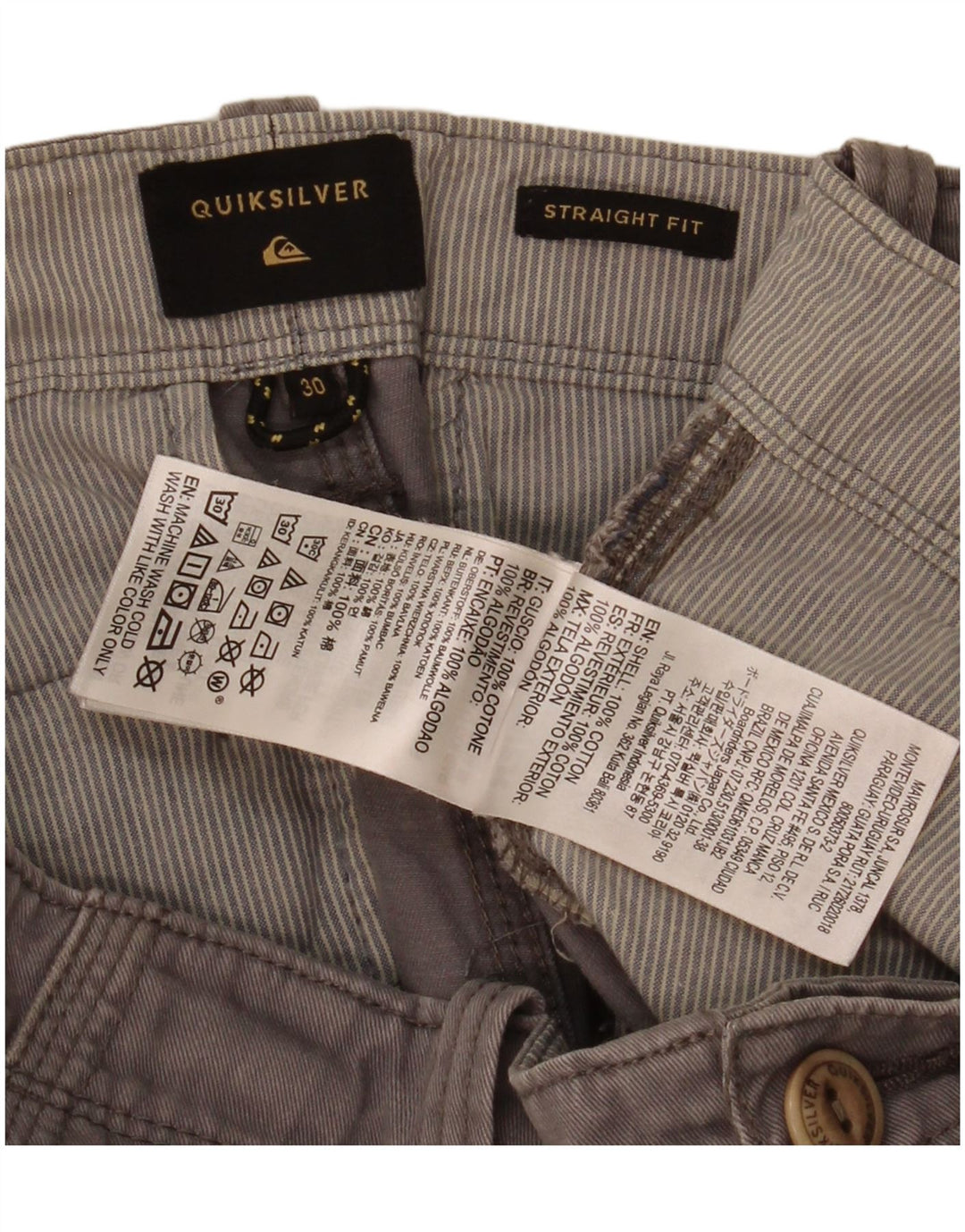 Ανδρικό σορτς Cargo με ίσια εφαρμογή Quiksilver W30 Βαμβακερό μεσαίο γκρι